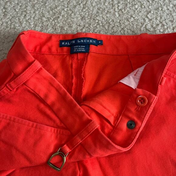 Ralph Lauren Womens Equestrian Riding Pants Orange Suede Patches Size 6 - Picture 3 of 7